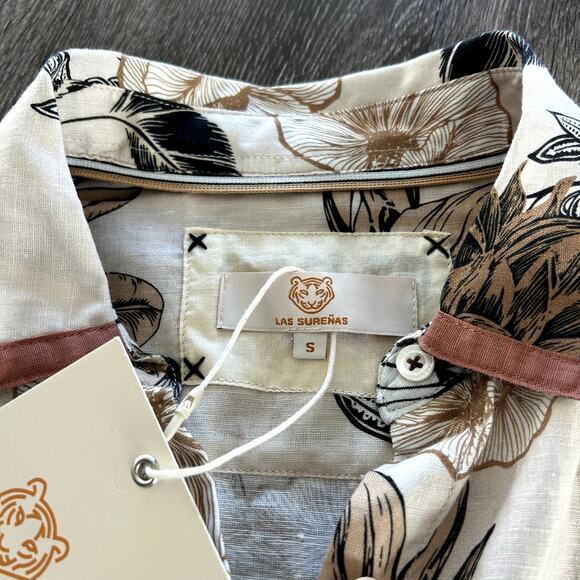 NWT Las Sureñas Clara Portrait Linen Shirt Dress Linen Cotton Animal Floral Sz S - Picture 9 of 16